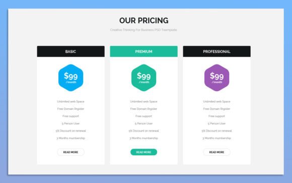 Evaluating Creative and Customizable Pricing Plan UI Elements for Web Design