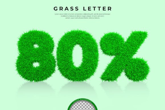 Green Grass 3D Text Render: 80% Off