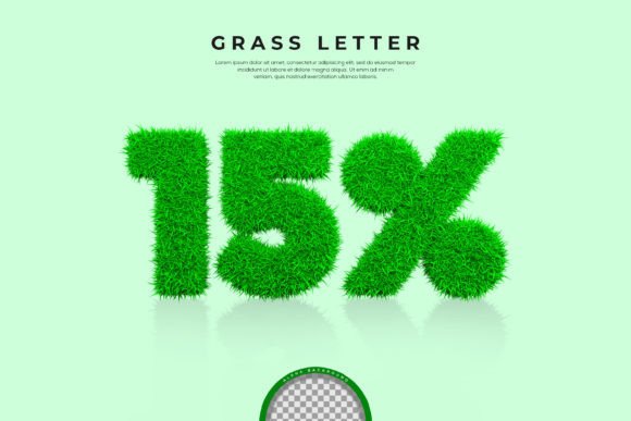 Green Grass of 15 off in 3d Text Render: Elevating Visuals with Realistic Nature Themes