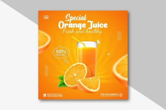 Orange Drink Social Media Post Template